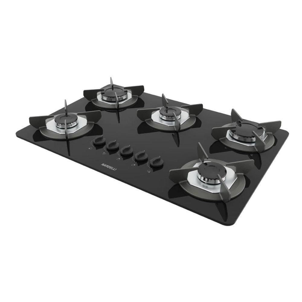 Fogão Cooktop Vidro Gás 5 Bocas Simples Safe Ferro Flange Inox Safe5 Bivolt - Nardelli 27011401-00