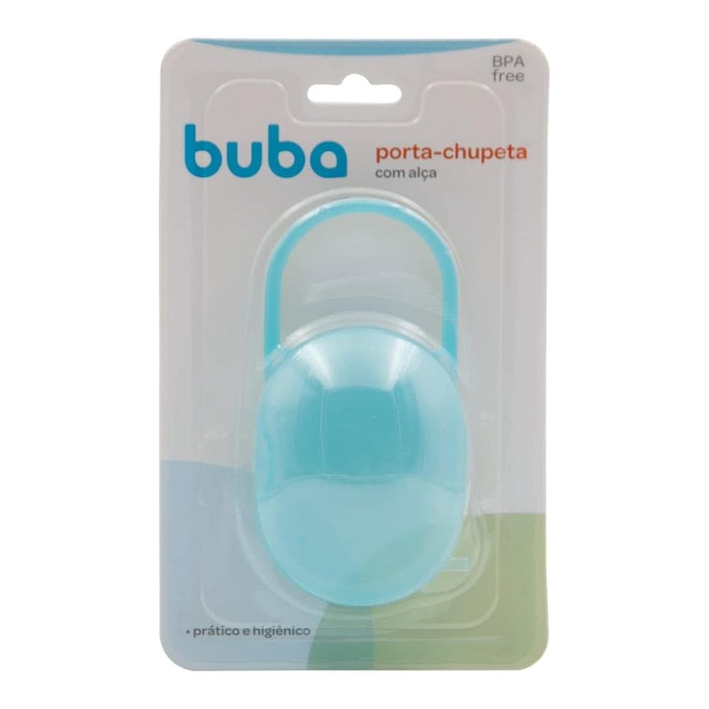 Porta Chupeta com Alça Plástico Bebê Infantil Azul Buba