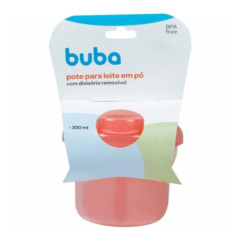 Porta Leite em Pó com Divisórias Removíveis Buba Rosa 300ml