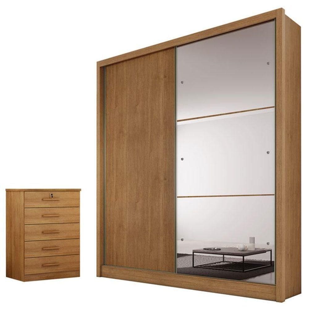 Guarda Roupa Solteiro Dante Com Espelho E Gaveteiro Suiça Cumaru 23 - Horizonte