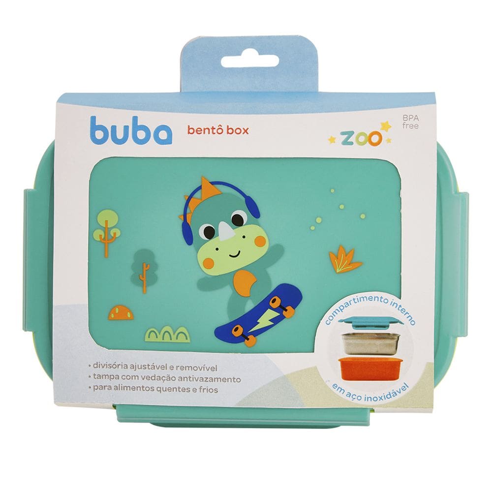 Lancheira Bentô Box com Divisórias Buba Zoo Dino