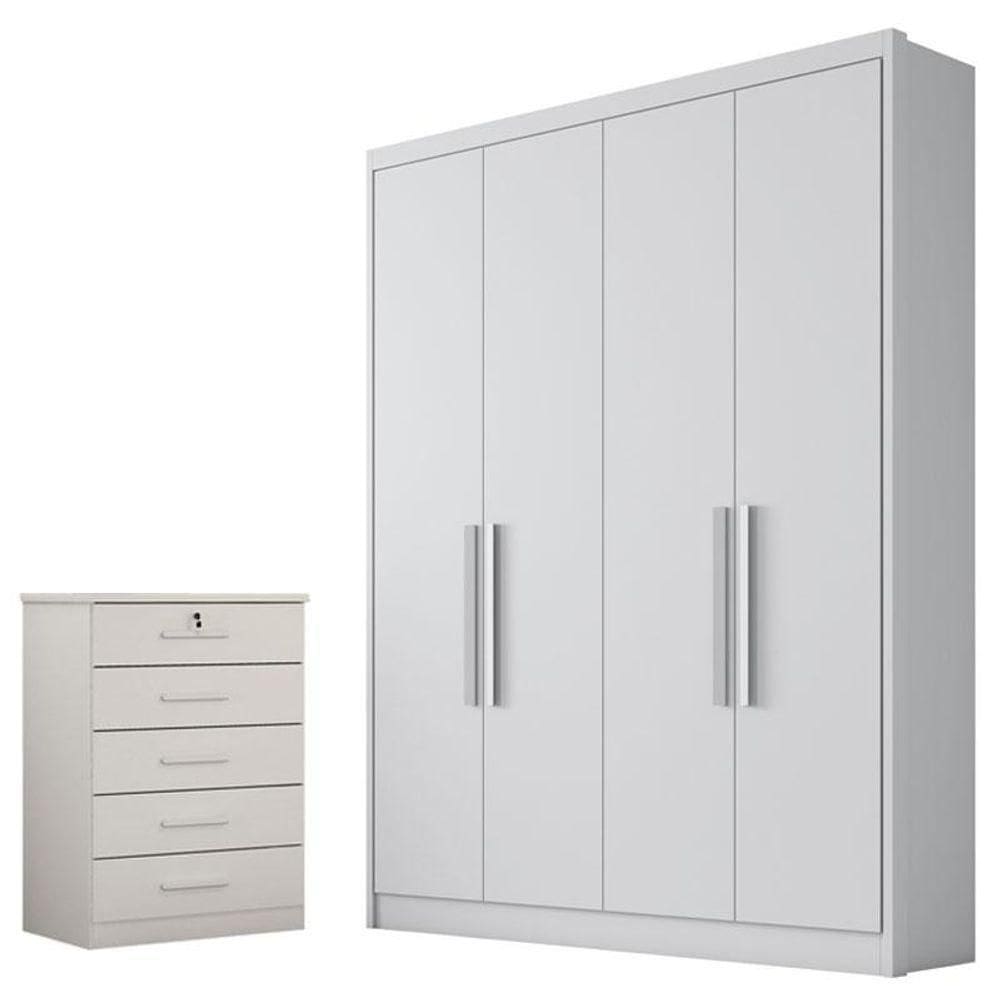 Guarda Roupa Solteiro Sevilha Com Nicho E Gaveteiro Suiça Com Chave Neve - Horizonte