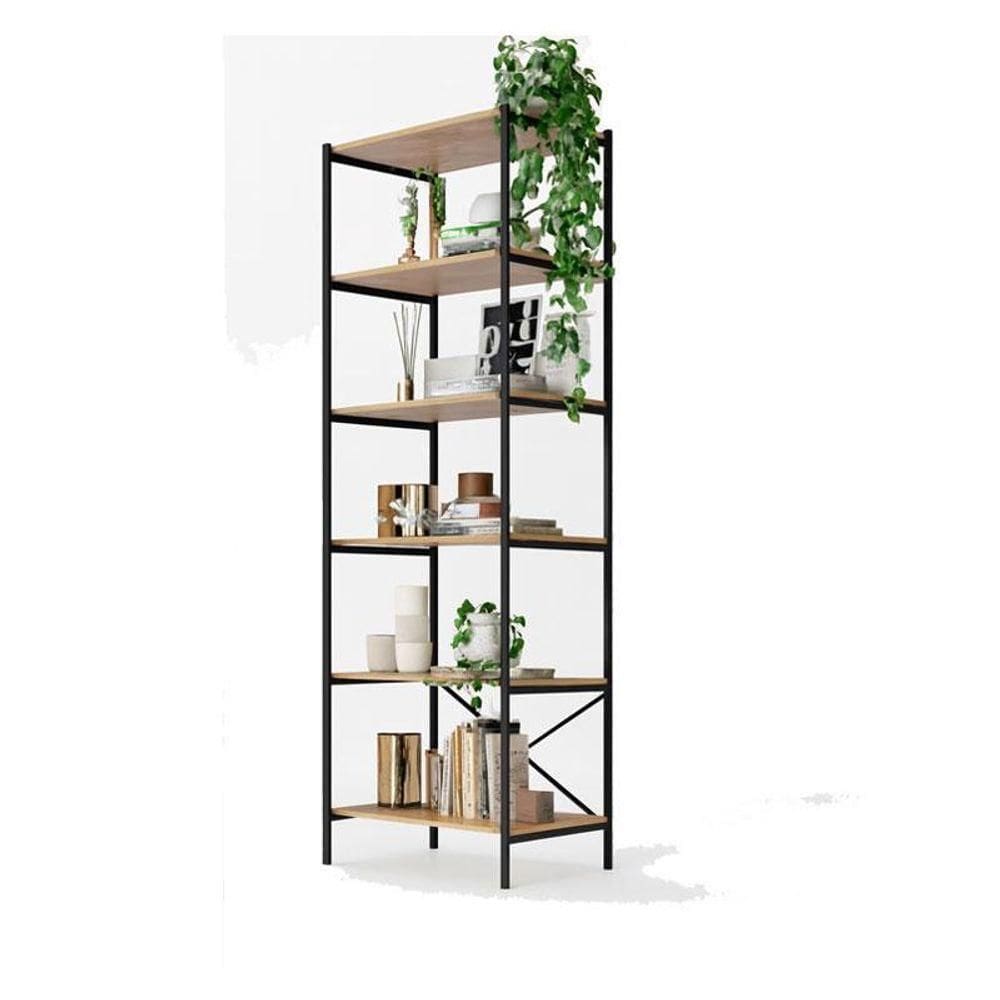 Armário Multiuso Trento 6 Prateleiras Preto Demolição - Artefamol