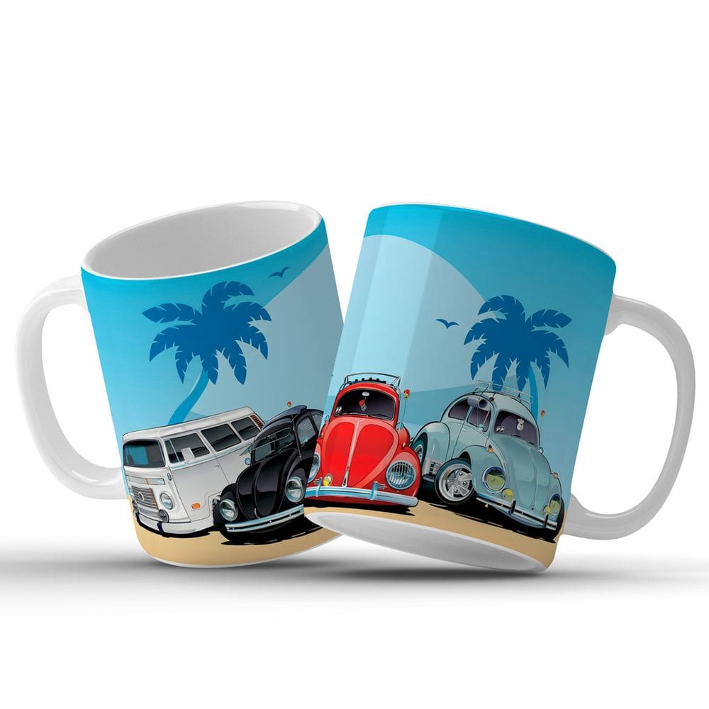 Caneca Carros Antigos Fusca E Kombi Para Colecionador 325ml