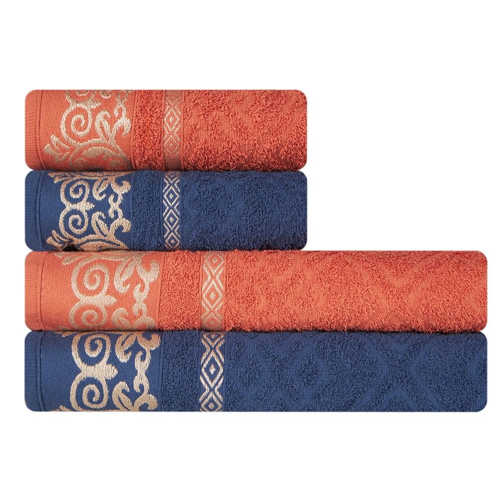 Kit 4 Toalhas Banhão e Rosto 100% Algodão Açores Marcotex