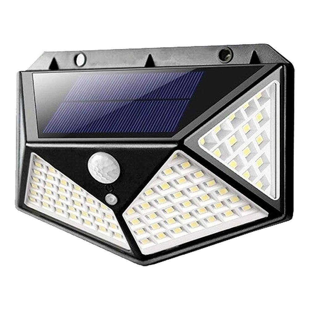 Luminária Solar Parede 100 Led Sensor Presença 3 Funções - Ideal Para áreas Externas. Prática, Econômica E Segura.
