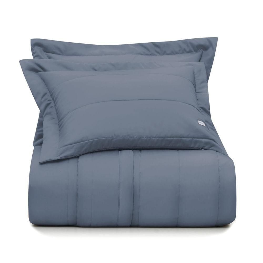 Jogo De Colcha King Altenburg Cetim 300 Fios Azul