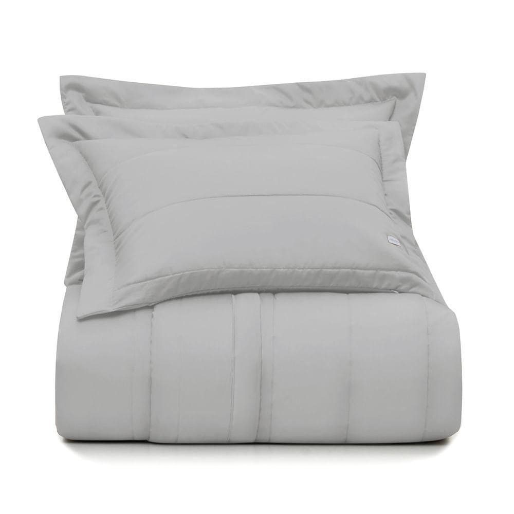 Jogo De Colcha King Altenburg Cetim 300 Fios Cinza