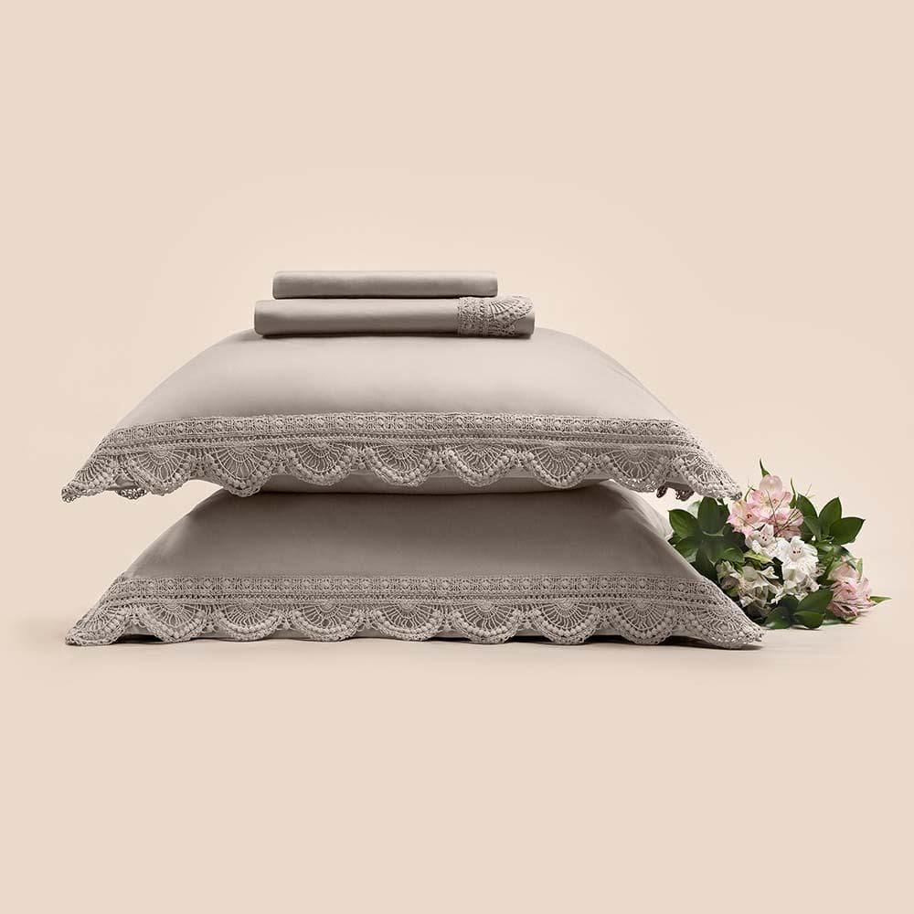 Jogo De Cama Queen Altenburg Haus Cetim 600 Fios Aura Cinza