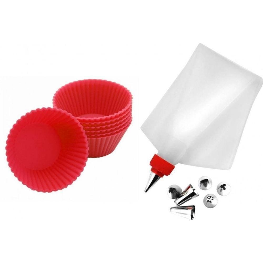 Kit Confeiteiro Forma De Silicone Cupcake, Bicos E Saco De Confeitar - Yazi
