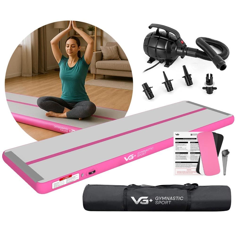 Tapete Colchão Ginástica Inflável 7 Metros com Bomba Elétrica Vg Plus Rosa 220v