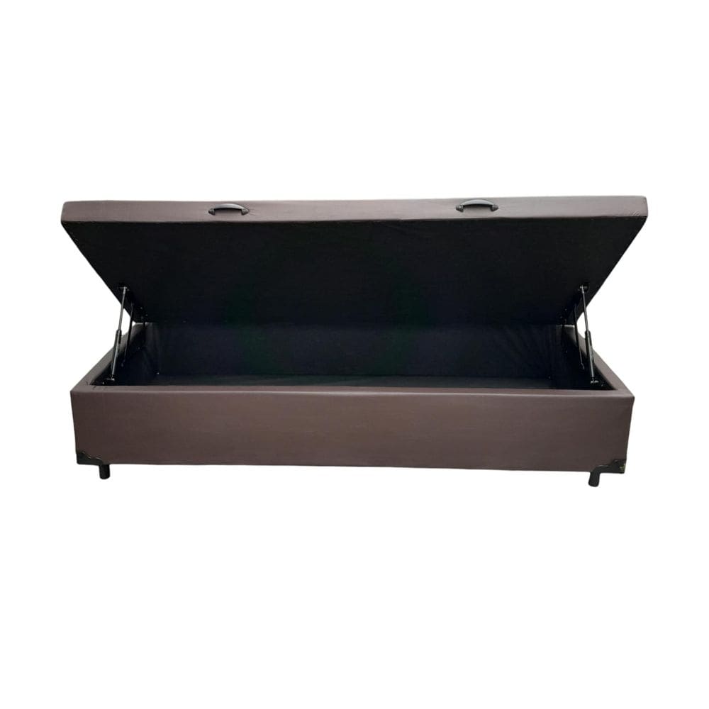 Cama Box Baú Solteiro Sintético Marrom Com Pistão A Gás - Imperium do Sono