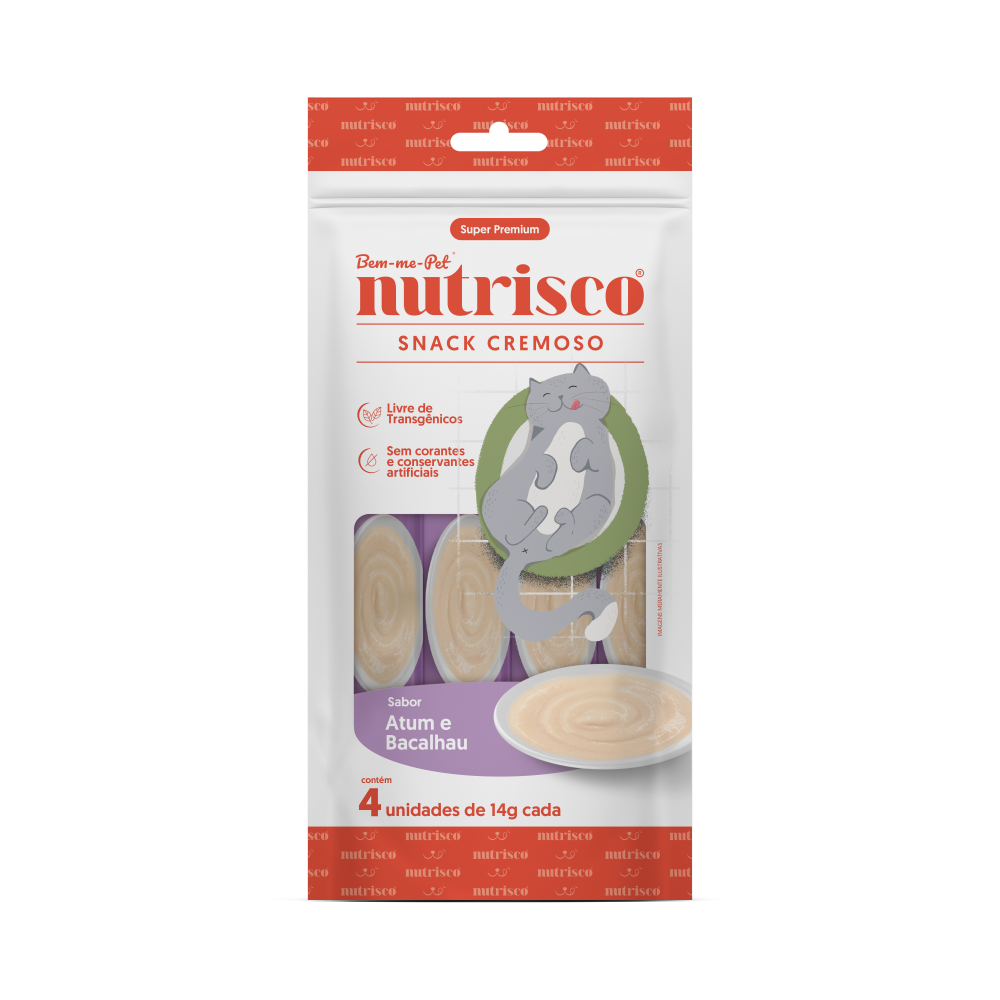 Petisco Para Gatos Snack Cremoso Nutrisco Atum E Bacalhau 56Gr