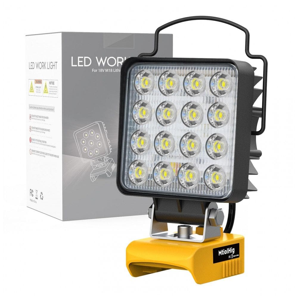 Luz de trabalho LED Mtiolhig 29W 2900 Lumens Alimentada por Bateria Dewalt 18V, 20V Não Inclusa