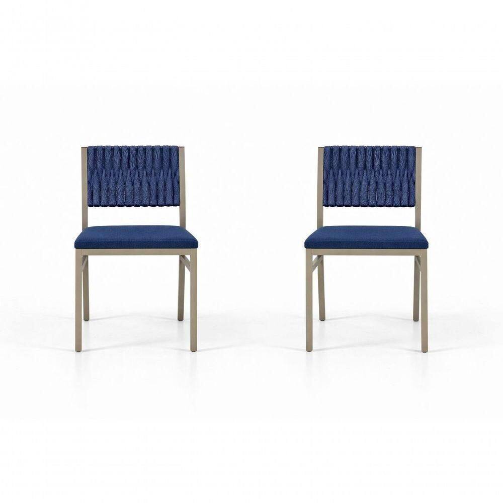 Kit 2 Cadeiras Externa Corda Náutica Azul Beg Milon Solare