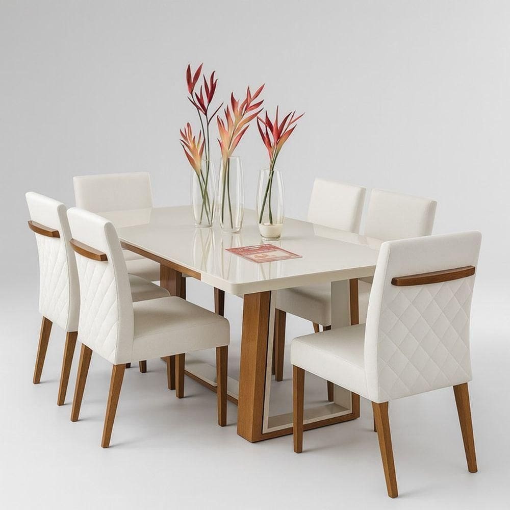 Sala De Jantar Maciça 6 Cad 1,80x1,0m Prestige Solare