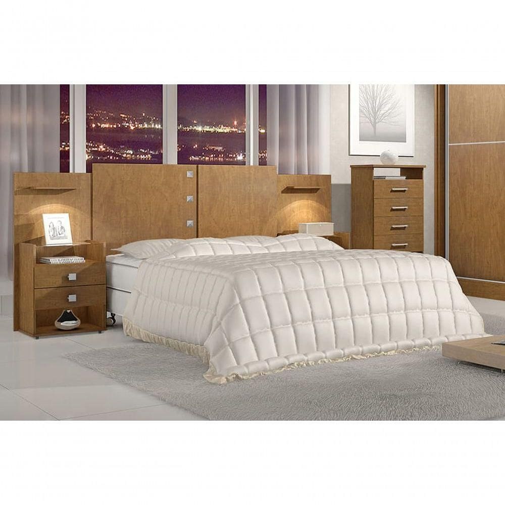 Cabeceira Casal Com Mesa De Cabeceira - Rubi-cina - D`doro