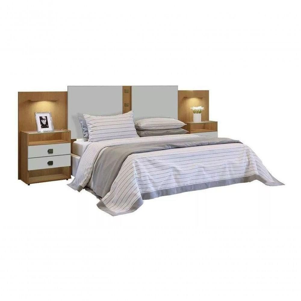 Cabeceira Casal Com Mesa De Cabeceira Rubi-cina-off - D`doro