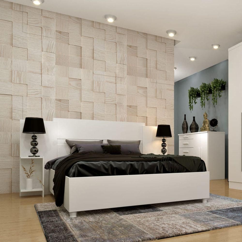 Painel Cabeceira Casal Mdf - Arizona-neve - Tcil Móveis