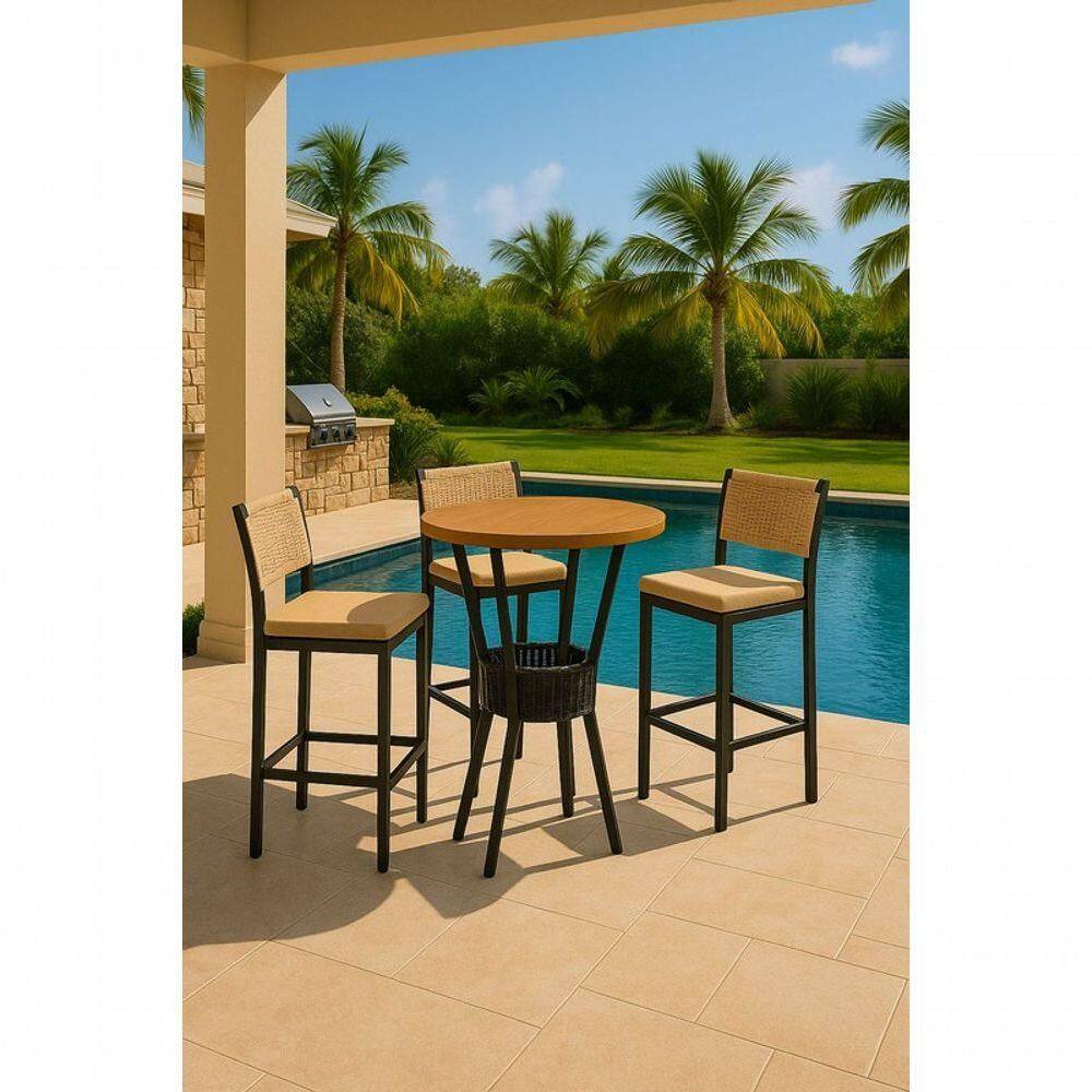 Mesa Bistrô Redonda Com Cooler 3 Banquetas Náutic - Solara