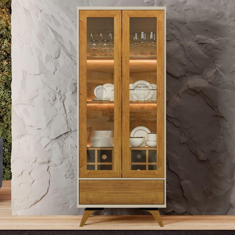 Cristaleira 2 Portas Com Led - Vitrum Mavau