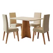 Conjunto Sala de Jantar Mesa 1,20m Moove 4 Cadeiras Linho Milano