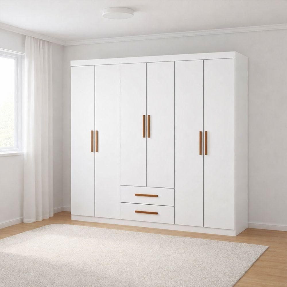 Guarda Roupa Com 6 Portas 2 Gavetas Platinum -grand Line