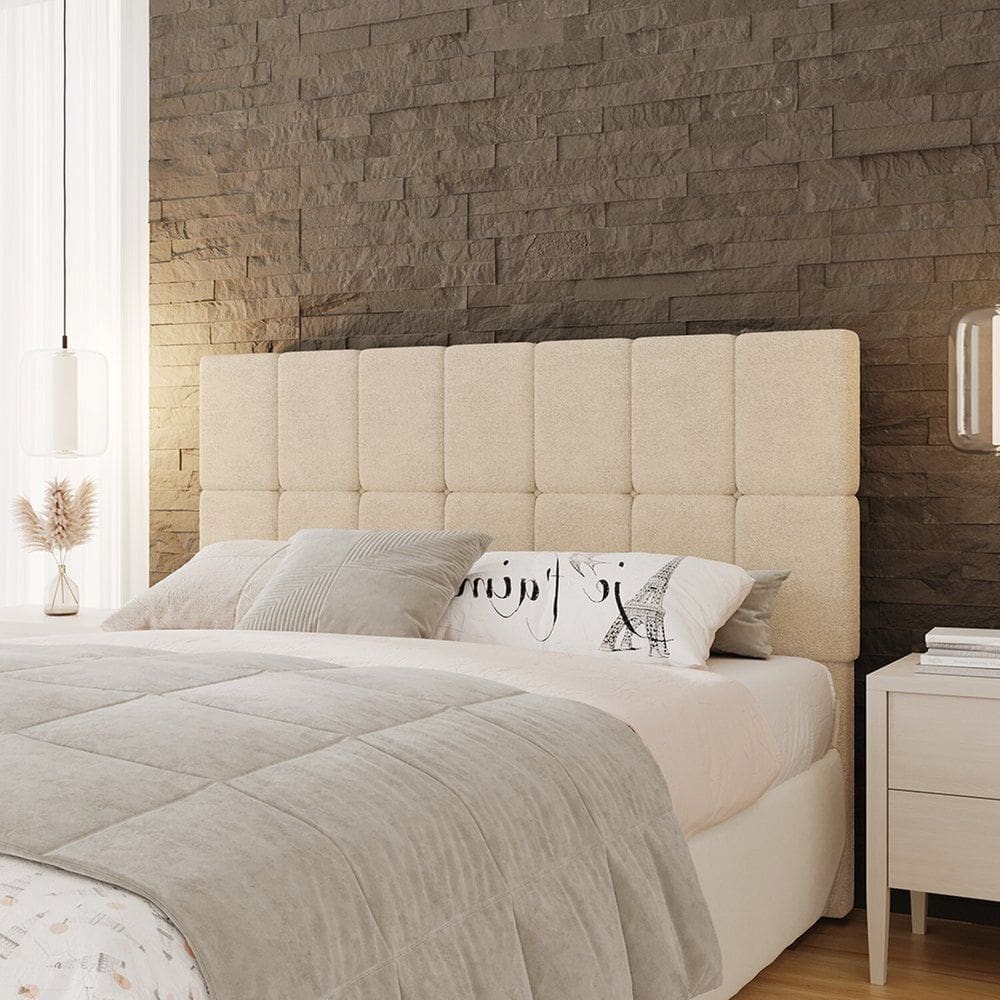 Cabeceira Queen 162cm Bouclé Estofada Design Moderno para Quarto Linea Areia