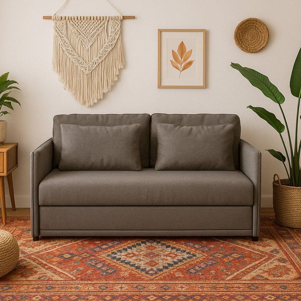 Sofá-cama Casal 152cmx90cm Linho Charlie Cinza