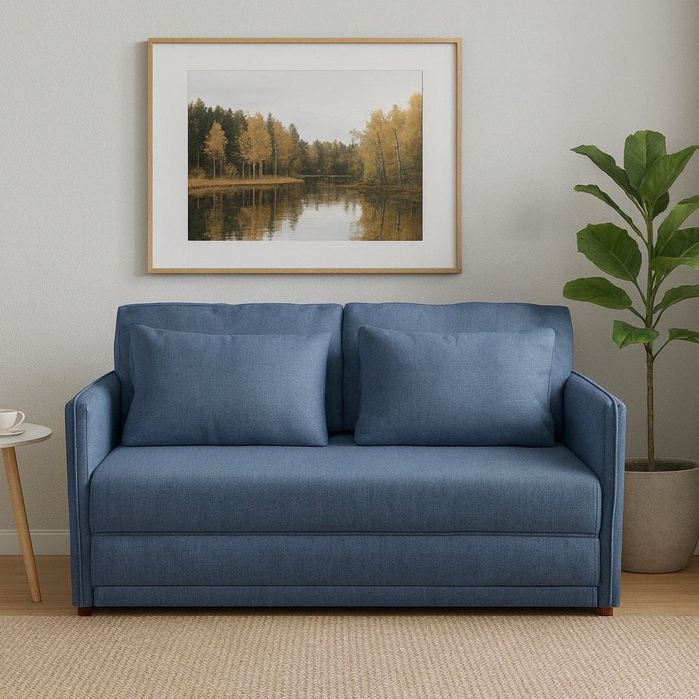 Sofá-cama Casal 152cmx90cm Linho Charlie Azul