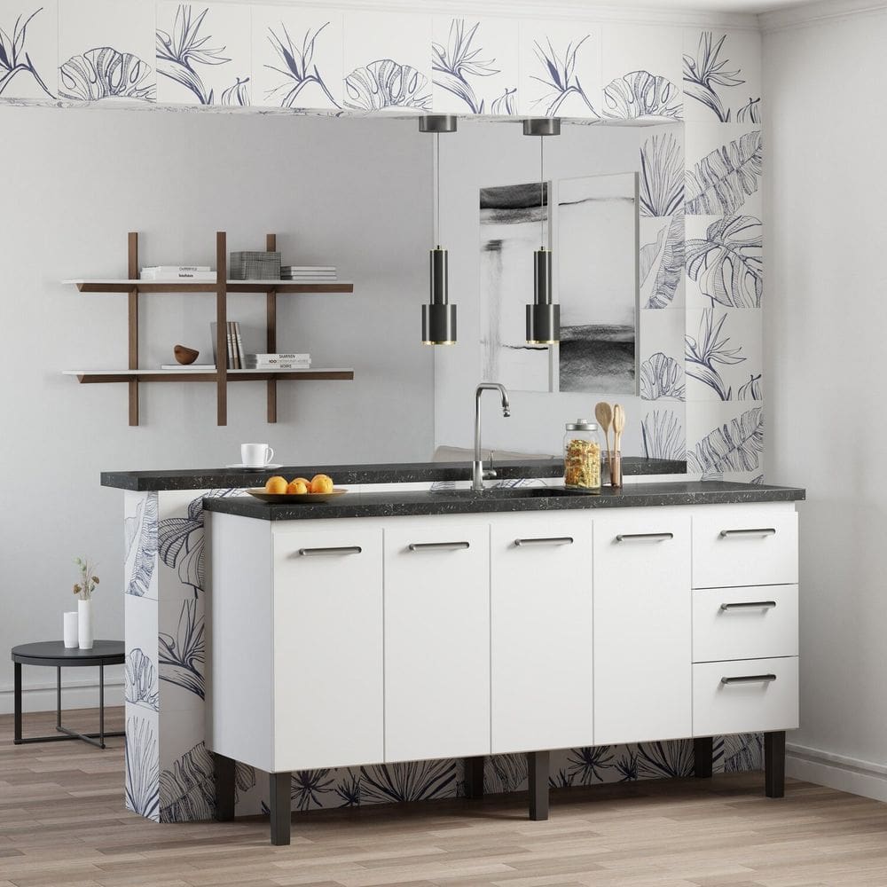 Gabinete para Cozinha em Aço Novo Vênus - Pia 180cm Branco