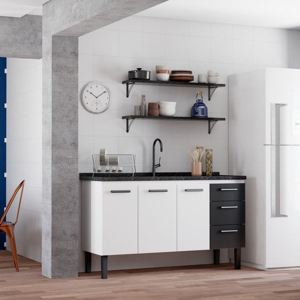 Gabinete para Cozinha em Aço para Pia 150cm Cozimax Atena Branco