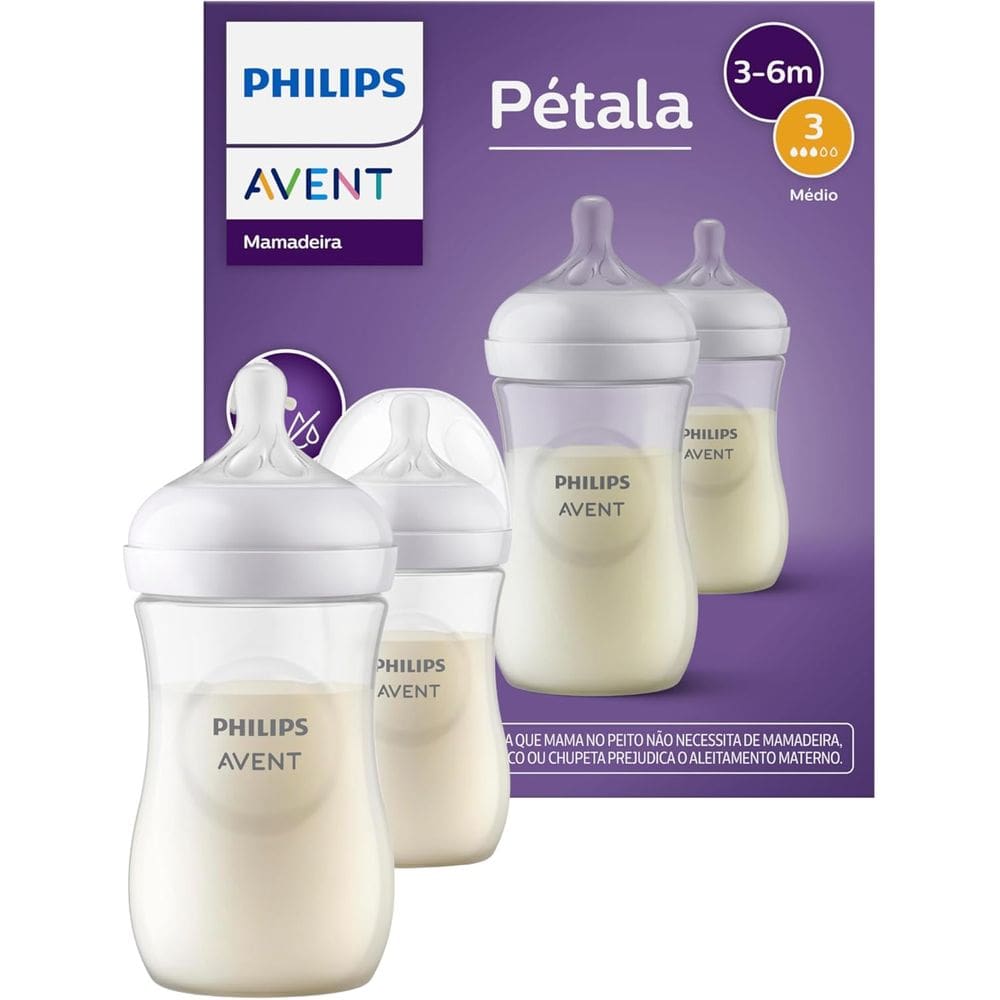 Kit 2 Mamadeiras AVENT Pétala 3.0 125/260ml Transparente