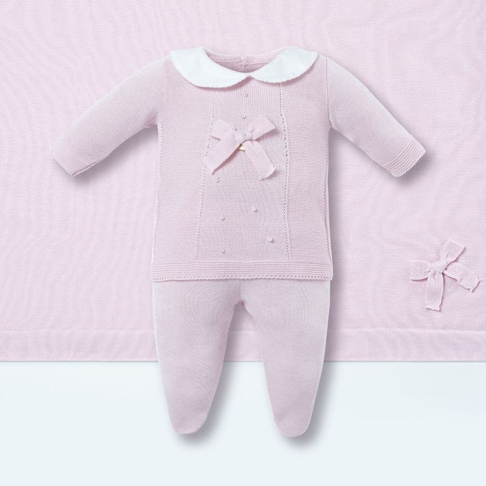 Saída de Maternidade Bebê Rosa Algodão Laço Pérolas- Hug