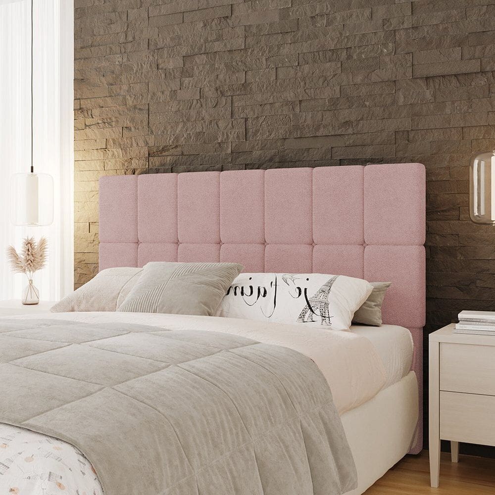 Cabeceira Queen 162cm Design Moderno para Quarto Linea Rosa Claro