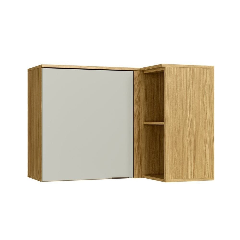 Armário Aéreo de Canto Reto 1 Porta com Nichos Ipê/ Sabbia