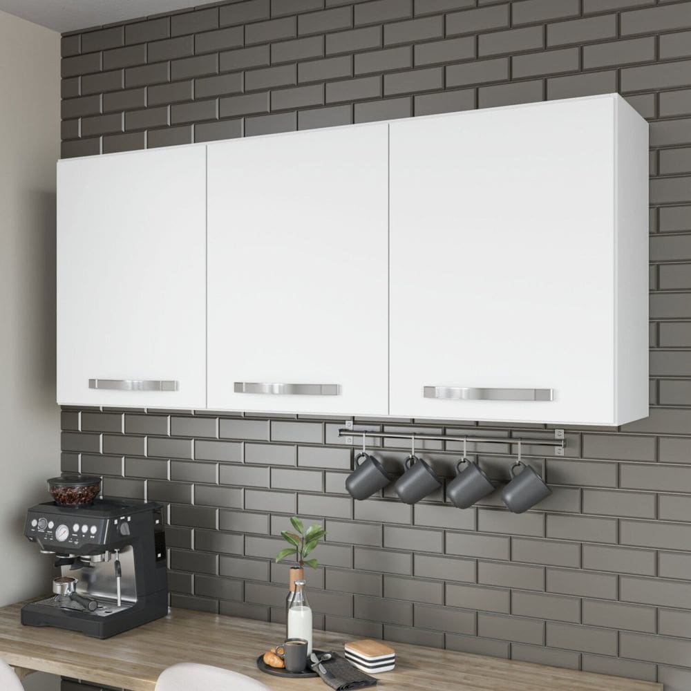 Armário para Cozinha 120 3 Portas Mila Branco Brilho