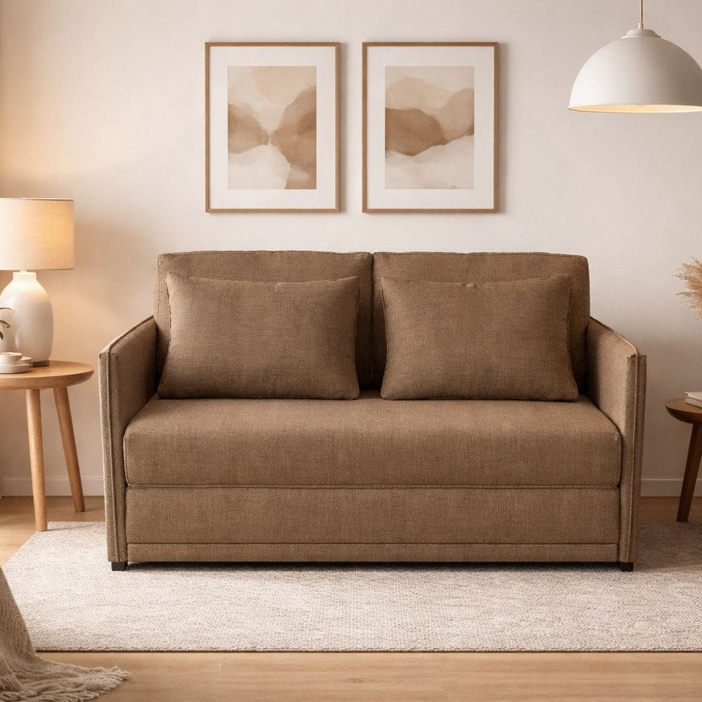 Sofá-cama Casal Linho Charlie 152cmx90cm Marrom