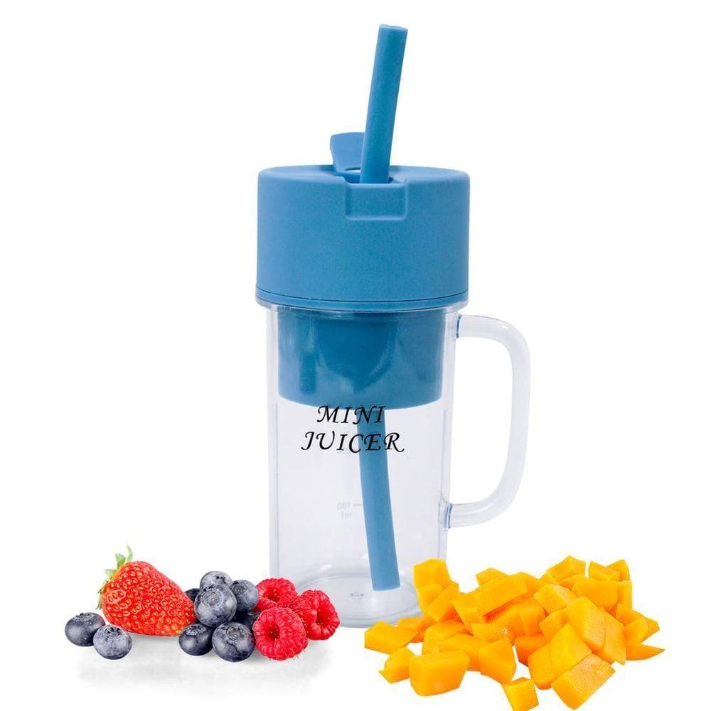 Mini Liquidificador Portátil Shake Suco Juice Cup Caneca Cabo Usb azul