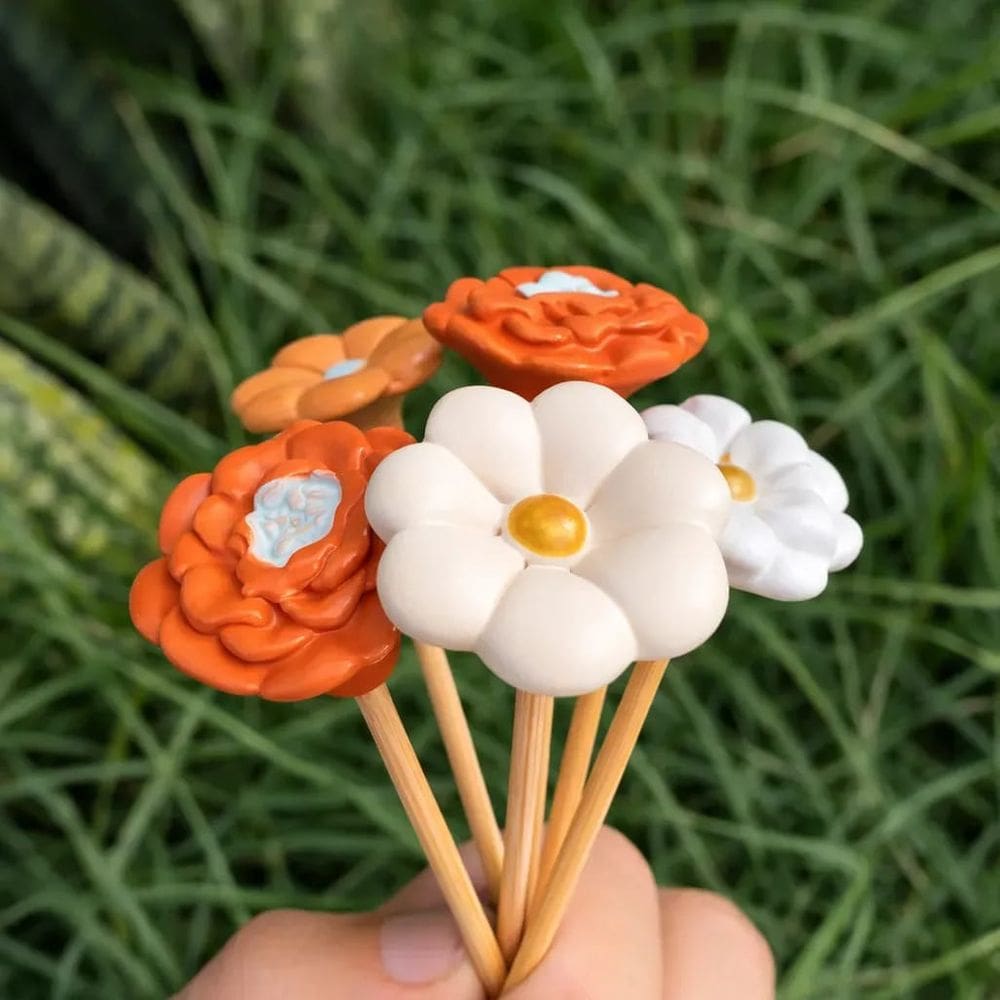 Arranjo De Flores Artificiais Buque Para Vaso Centro Mesa 5u