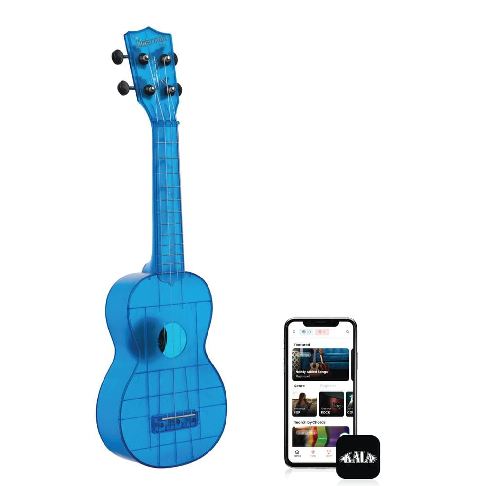 Ukulele Kala Waterman Sea Glass Soprano Azul Cobalto