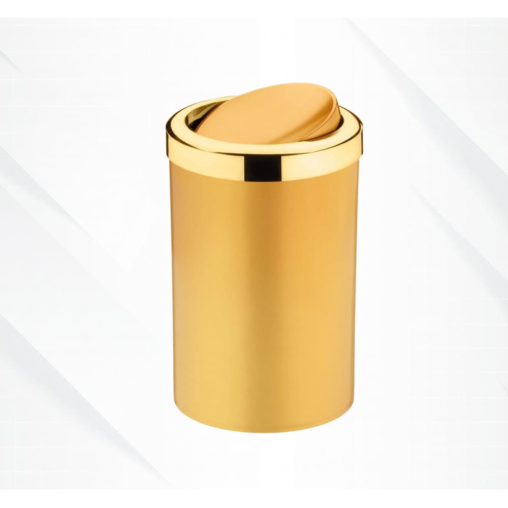Lixeira Banheiro e Lavabo 8 Litros Dourada com Tampa Basculante Luxo - Dourado