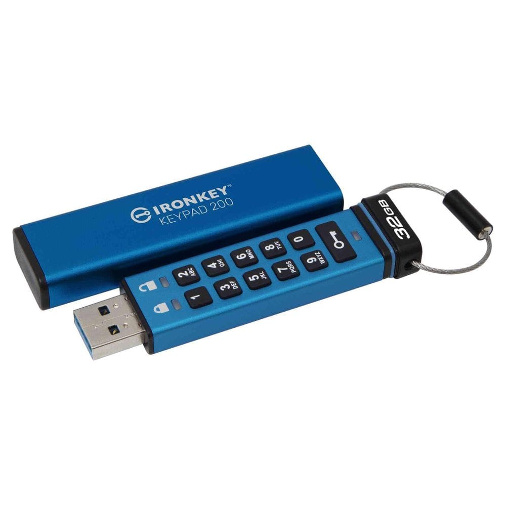 Teclado Kingston Ironkey 200 Blue com criptografia USB de 32 GB