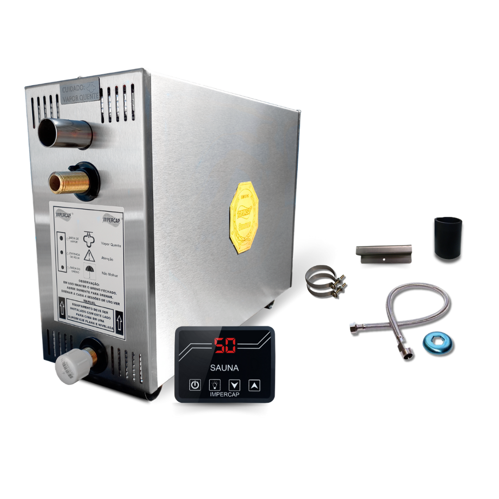 Sauna a Vapor 9kW Bifásico 220V - Painel Small - Impercap Saunas