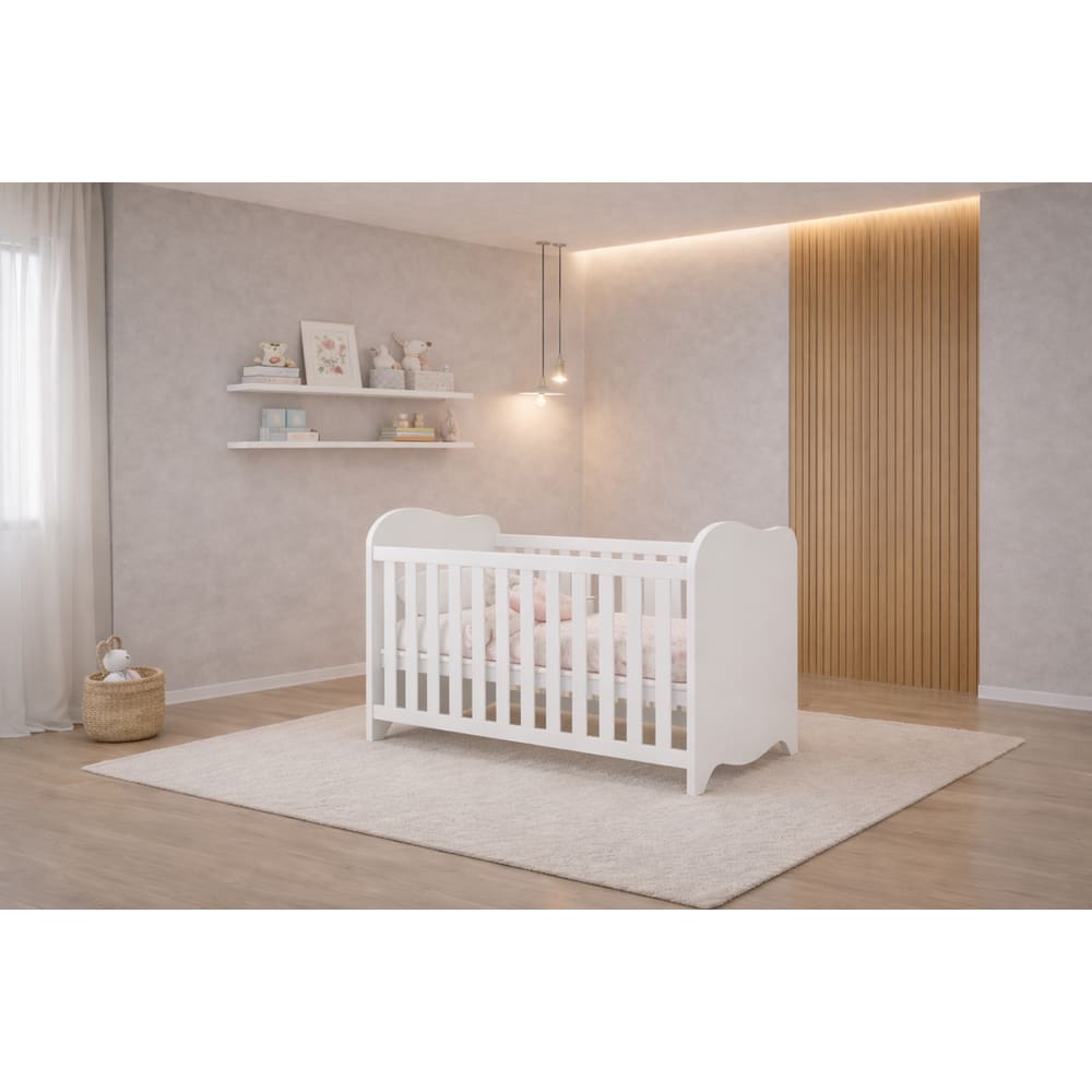 Berço com colchão que vira Cama Ninho- MobiBaby