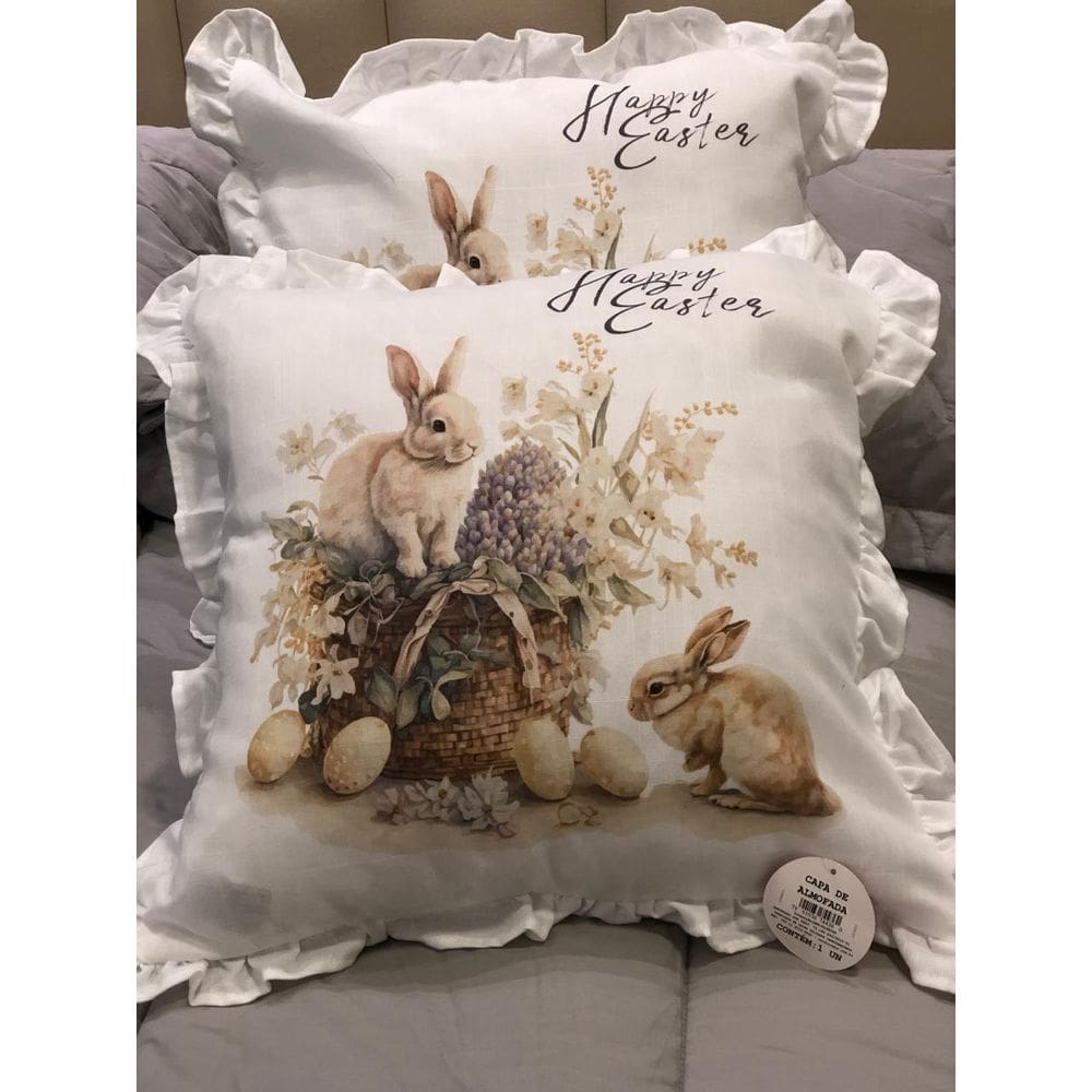 Capa Almofada Coelho Bco/Mrr 45X45cm (Almofada) C/1 Un