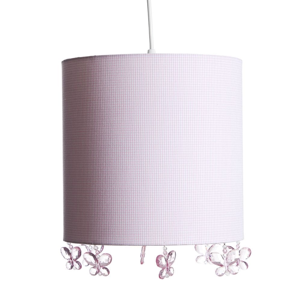 Lustre Tubular Borboleta Rosa Quarto Bebê Infantil Menina