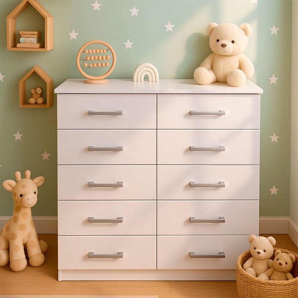 Cômoda Marbela 10 Gavetas Branco - Evidencia Móveis