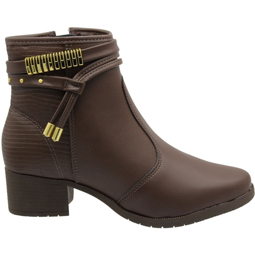 Bota Casual Cano Curto Moleca Salto Grosso Elegante Feminina