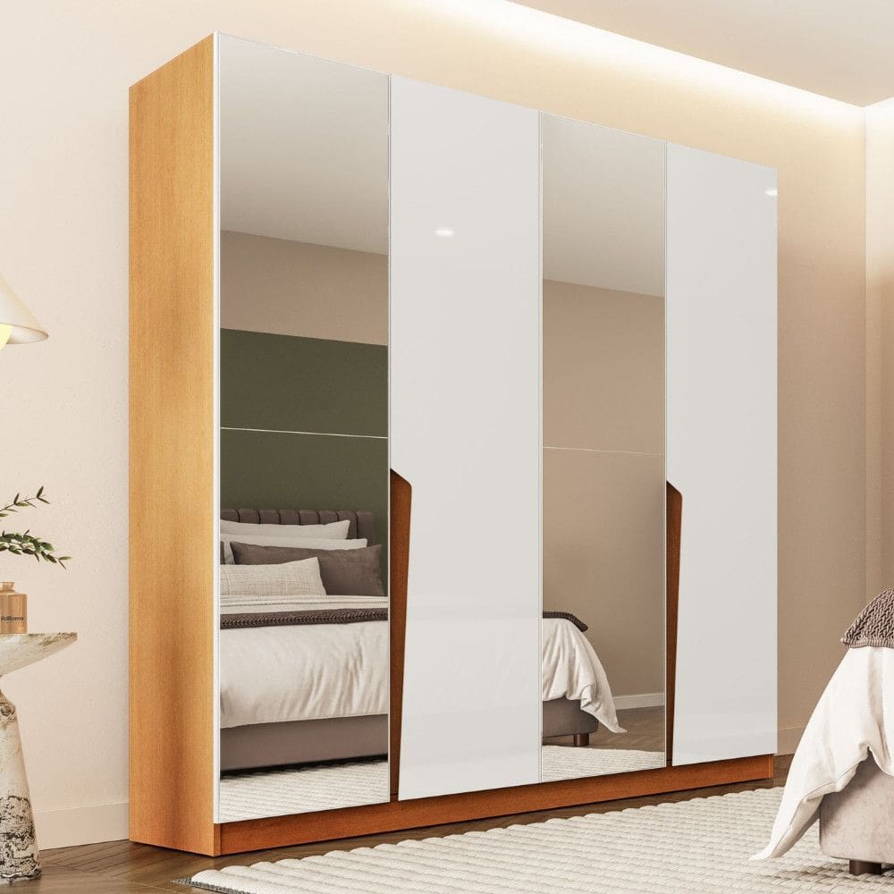 Guarda Roupa Casal com Espelho 4 Portas Porto Politorno